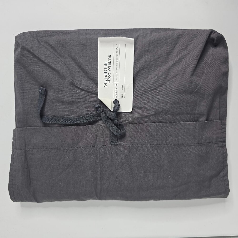 Mitchell Gold + Bob Wiliams King Pillowcases Vintage Washed Cotton Percale NEW